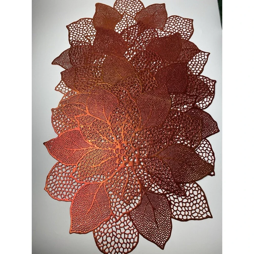 4 Red Poinsettia Placemats 18 Inches Christmas Dining Room Table Decor